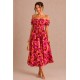 Robe midi smockée à imprimé floral 7853