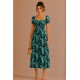 Robe midi smockée à imprimé floral 7854