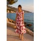 Robe midi smockée à imprimé floral 7855