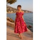 Robe midi smockée à imprimé floral 7853