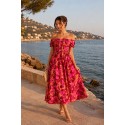 Robe midi smockée à imprimé floral 7853
